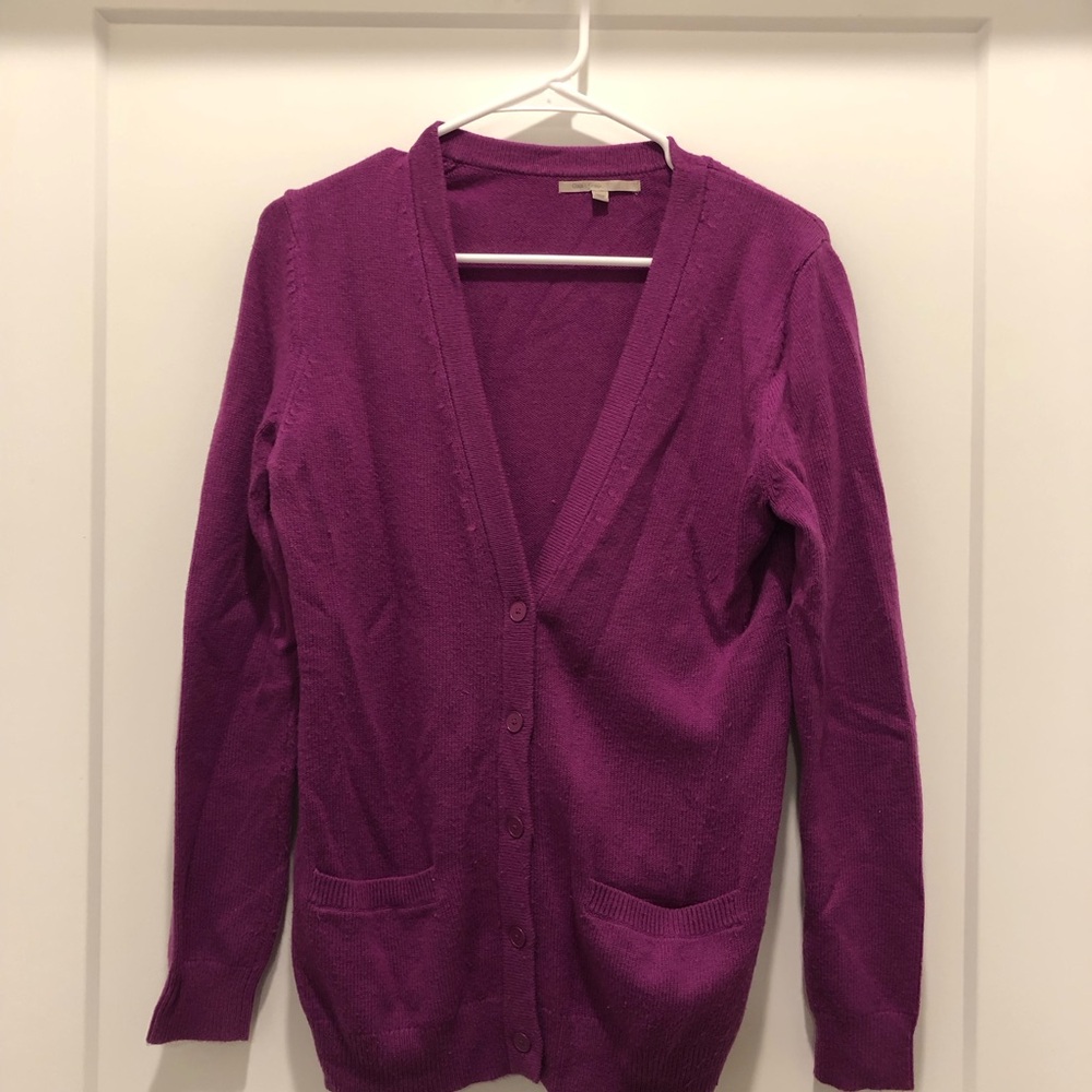 GAP Purple Knit Cardigan V-Neck Sweater